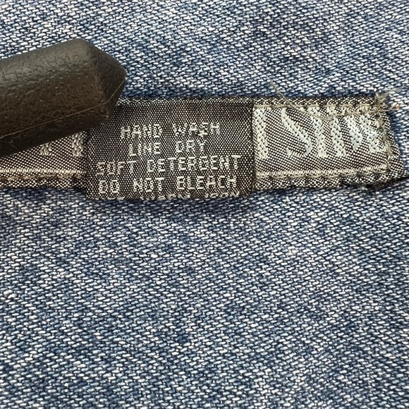 VINTAGE Denim Vest Christmas Women LARGE Upper West Side Holiday Cottagecore Art - Picture 7 of 10